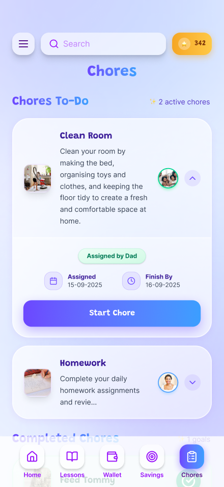 PocketPal chores screen