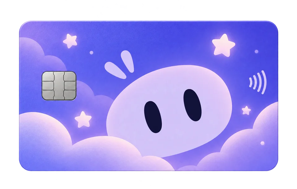 A purple PocketPal Juniors card with stars and clouds