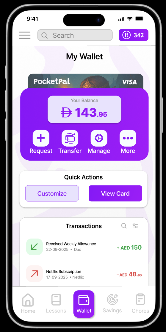 PocketPal wallet view